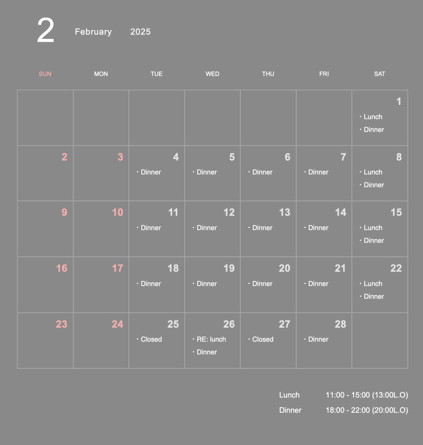 February  Business Calendar